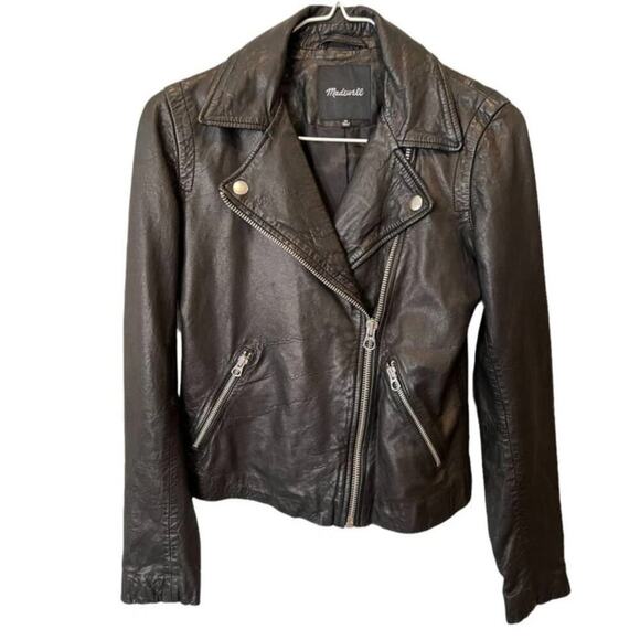 MADEWELL Washed Leather Moto Jacket Size XS - Picture 5 of 13